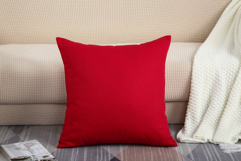 TangDepot أغطية وسائد مزخرفة مصنوعة يدويًا من قماش قطن صلب 100% من تانغ ديبوت، (18"x18"، أحمر عيد الميلاد) - Image 5